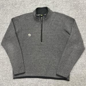 Mountain Hardwear Pullover Mens Medium Gray Wool Blend Quarter Zip Outdoor USA